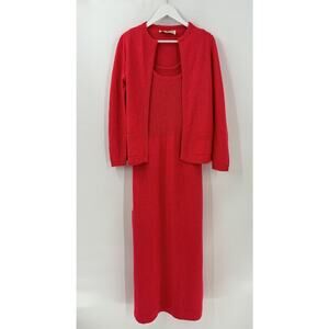 Jay Kobrin Vintage Dress Womens 12 Pink Union Made Jacket Knit Maxi Sleeveless
